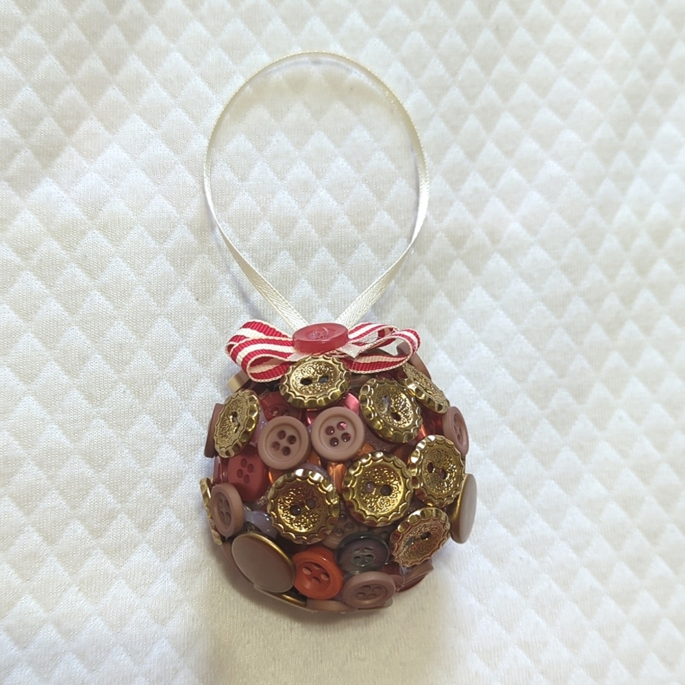 Hand Crafted Button Christmas Tree Ornament bulb